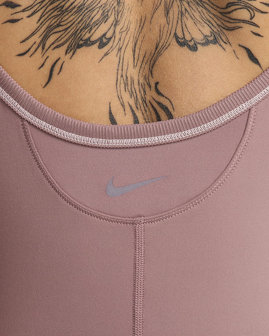 Nike One Women's Dri-FIT Short Bodysuit - Smokey Mauve/Platinum Violet/White