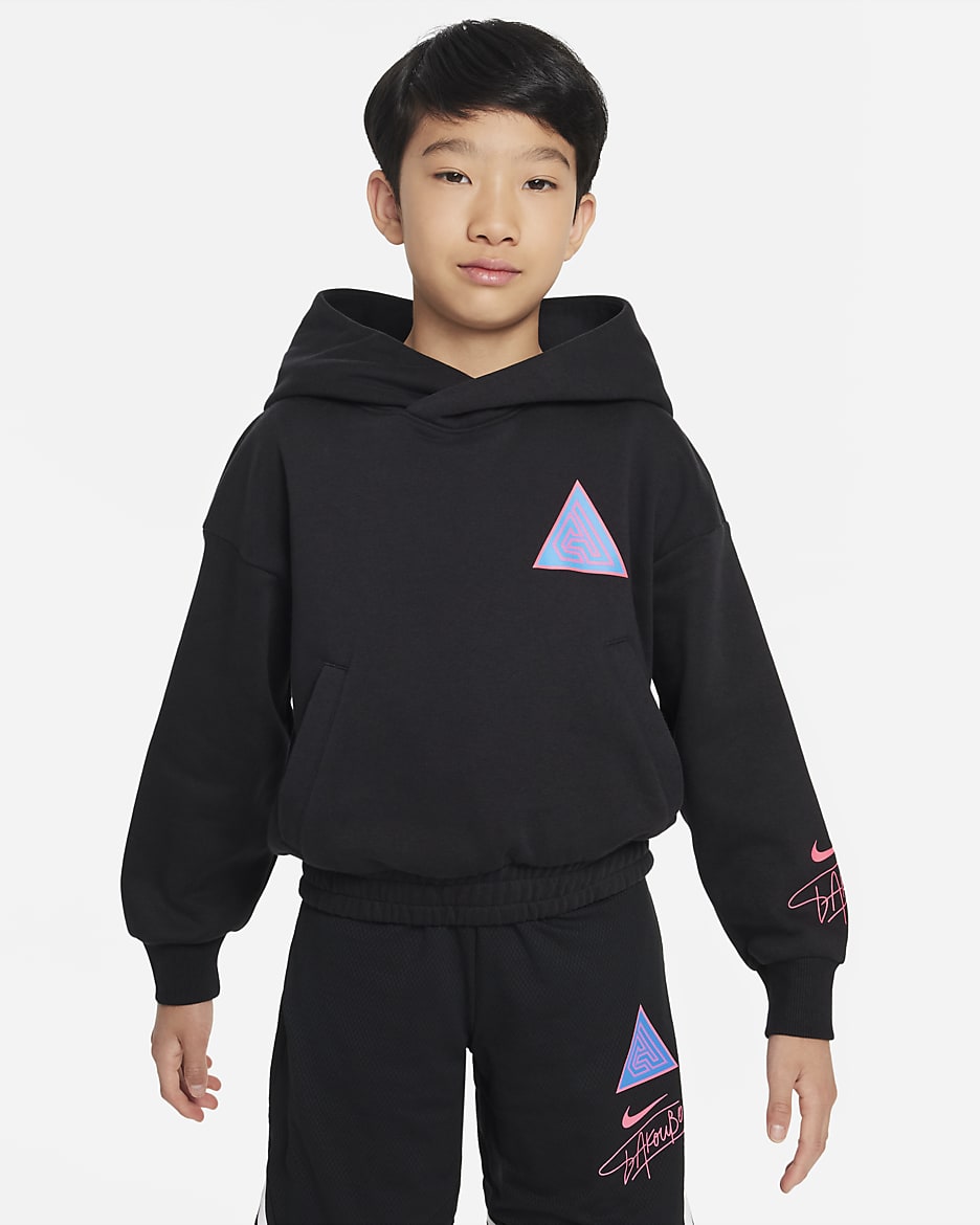 Giannis Older Kids' Basketball Hoodie - Black/Hyper Pink