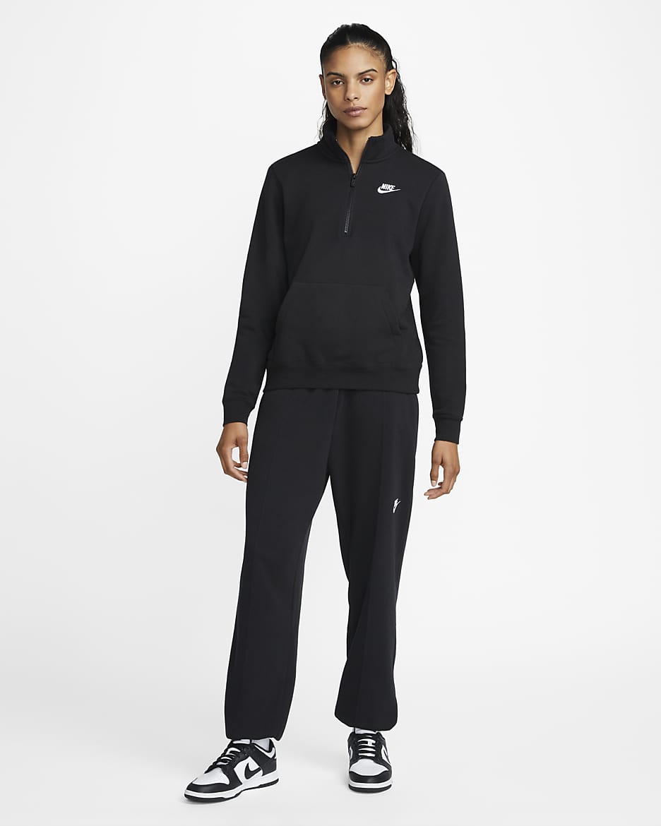 Nike Sportswear Club Fleece Women's 1/2-Zip Sweatshirt - Black/White