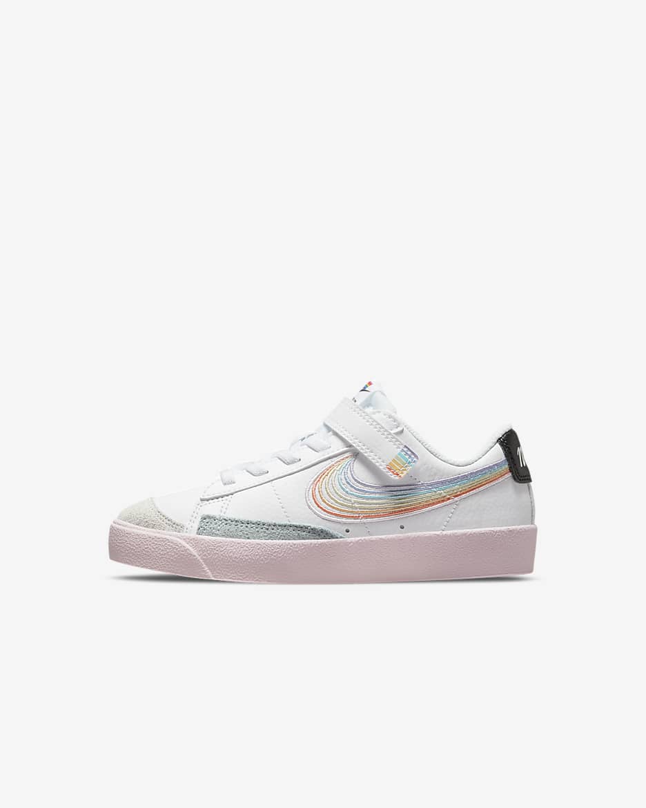 Nike Blazer Low '77 Be True Little Kids' Shoes - White/Laser Fuchsia/Blue Mist/Multi-Color