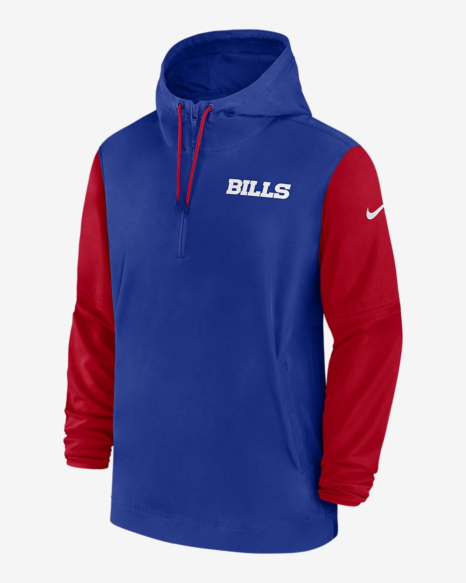 Buffalo Bills Sideline Pre-Game Player Men's Nike NFL 1/2-Zip Hooded Jacket - Royal
