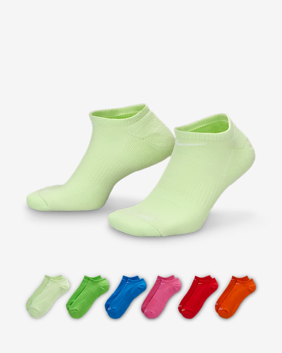 Calcetines invisibles de entrenamiento Nike Everyday Plus Cushioned (6 pares) - Multicolor