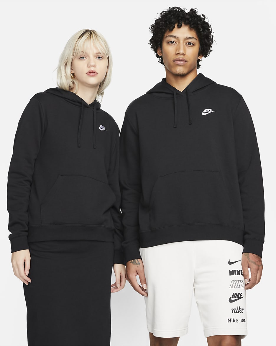 Nike Sportswear Club Fleece Women's Pullover Hoodie - Black/White