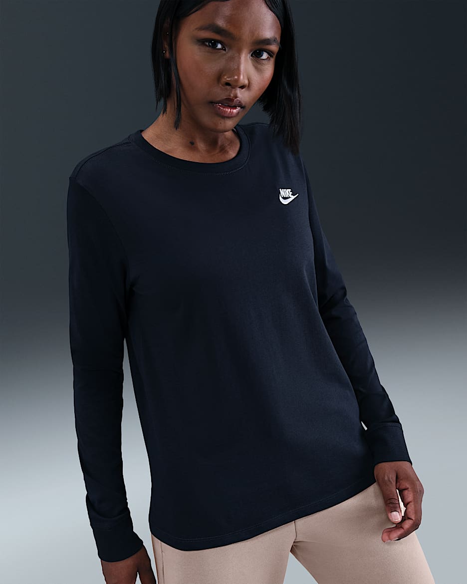 Nike Sportswear Club Women's Long-Sleeve T-Shirt - Obsidian