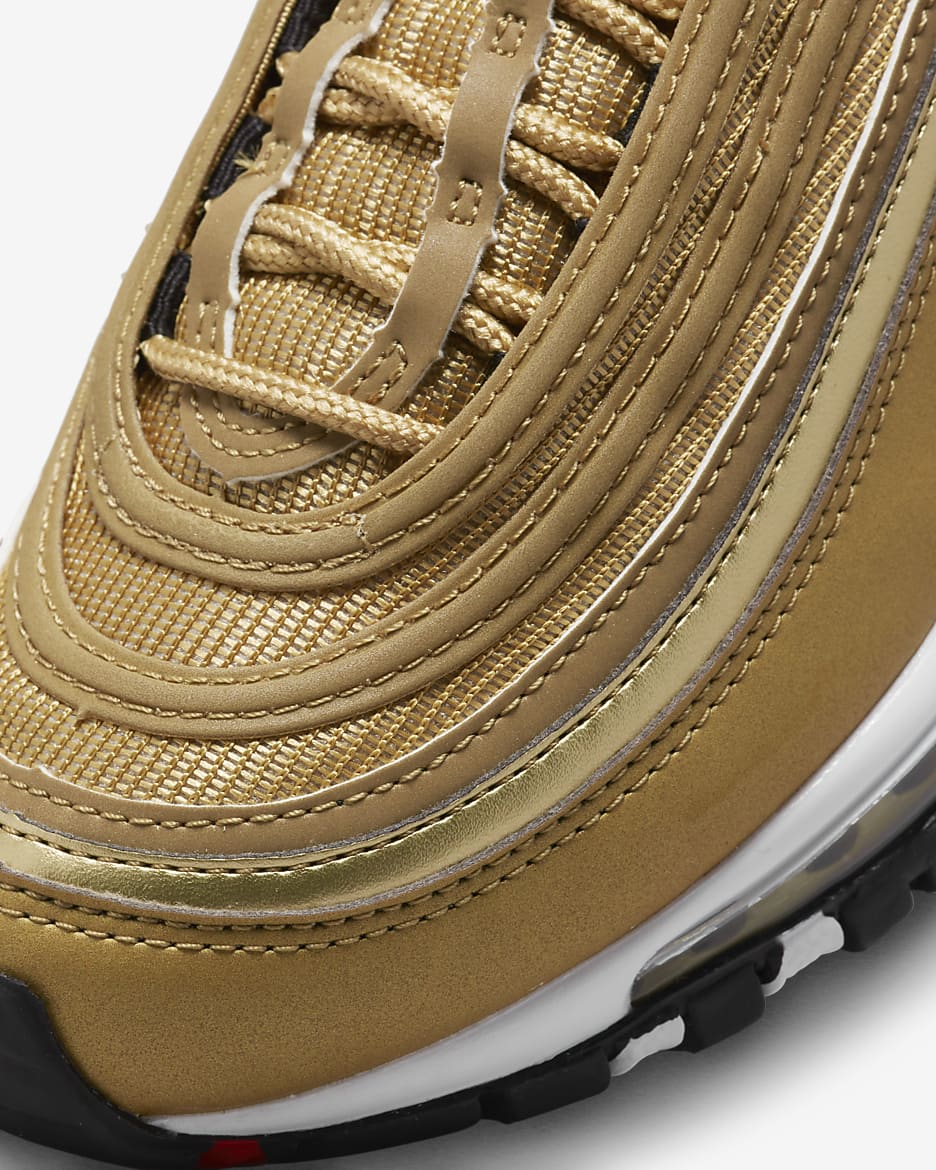 Nike Air Max 97 Big Kids' Shoes - Metallic Gold/Black/White/Varsity Red