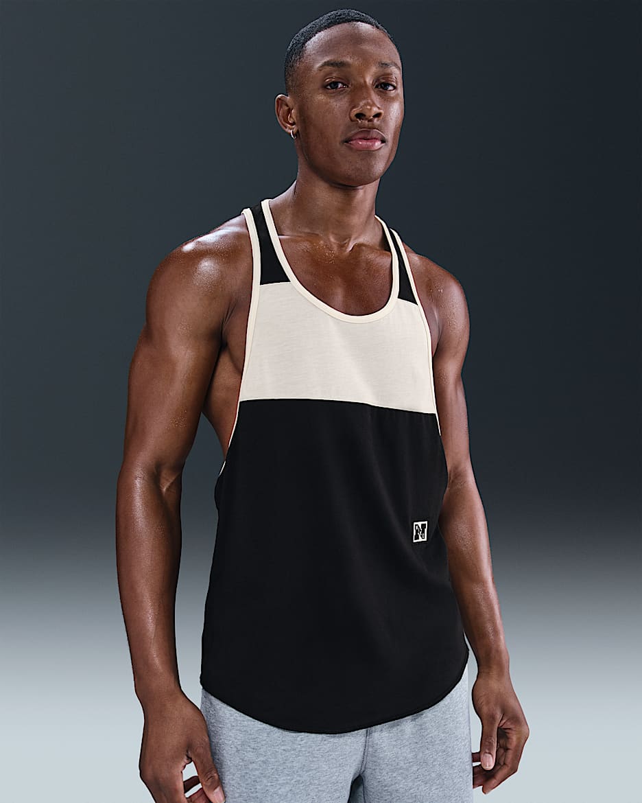 Débardeur de fitness Dri-FIT Nike Heritage pour homme - Noir/Pale Ivory/Pale Ivory/Noir