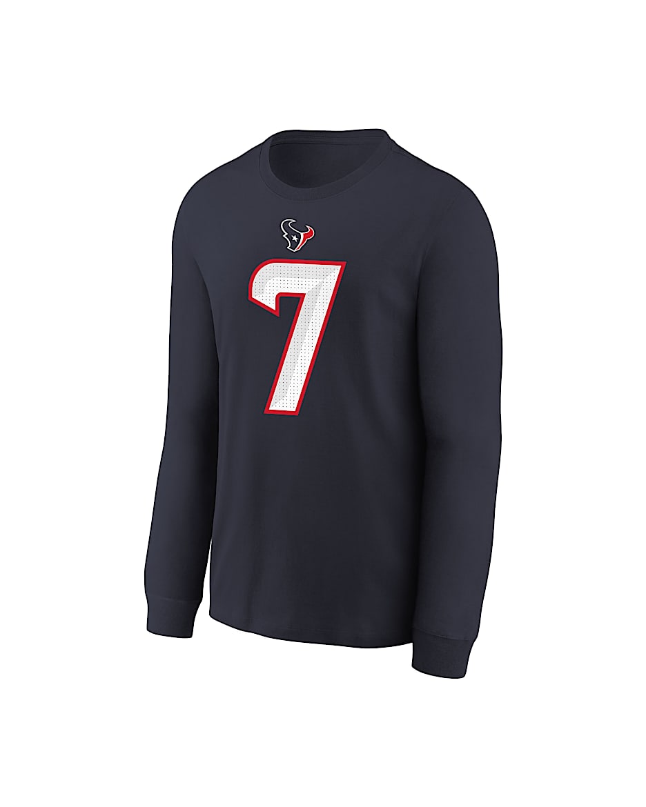 Houston Texans C.J. Stroud Big Kids' Long-Sleeve NFL T-Shirt - Navy