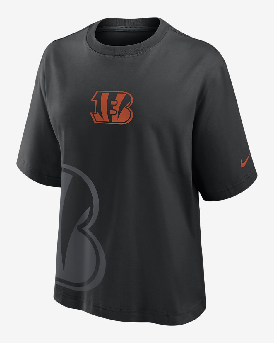 Playera Nike de la NFL para mujer Cincinnati Bengals Boxy - Negro