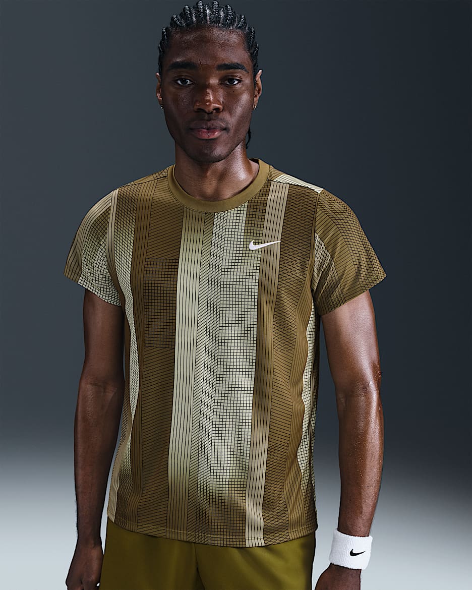 NikeCourt Victory Men's Dri-FIT Tennis Top - Olive Flak/White