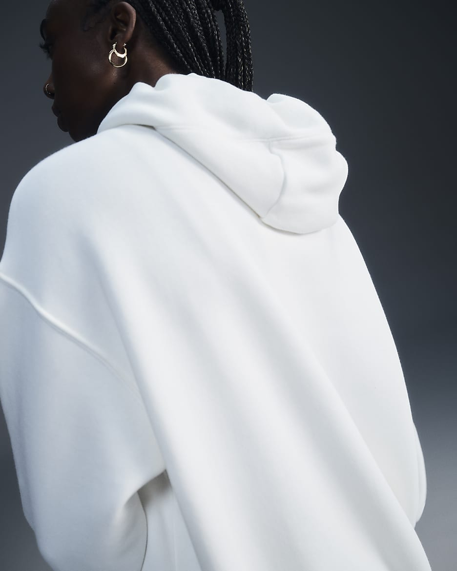 Nike Sportswear Phoenix Fleece Oversized fleecehoodie met rits over de hele lengte voor dames - Sail/Zwart