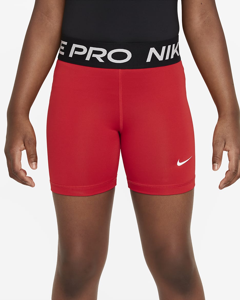 Nike Pro Big Kids' (Girls') Dri-FIT 5" Shorts - University Red/White