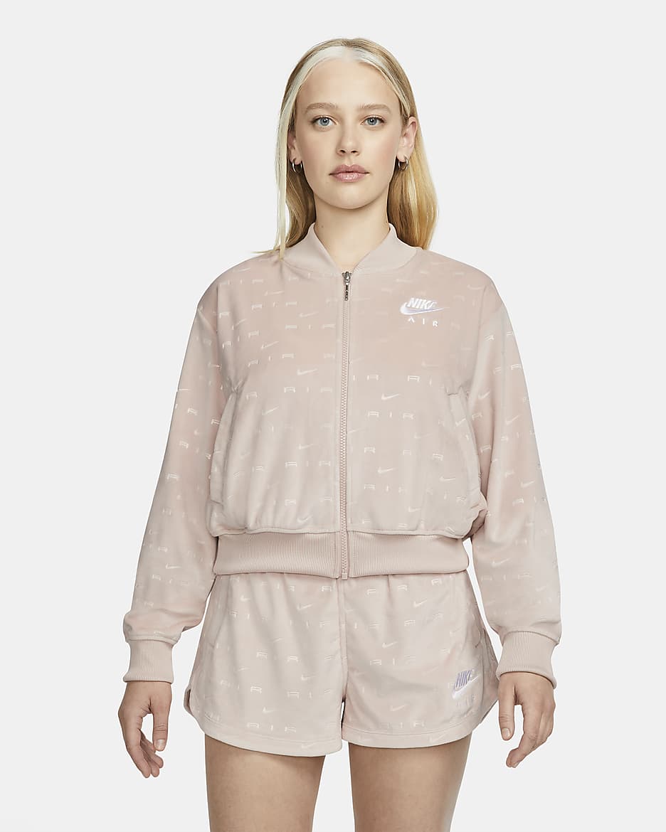 Chamarra de velour para mujer Nike Air - Rosa Oxford/Blanco