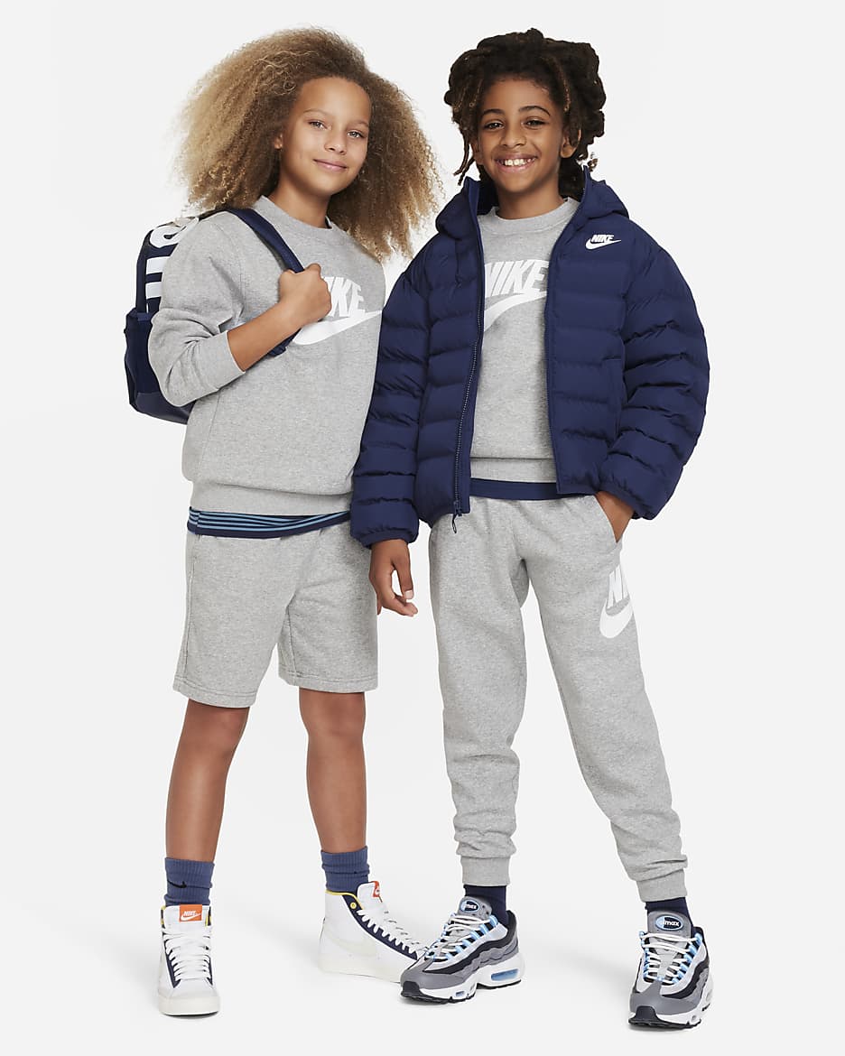 Nike Sportswear Club Fleece Big Kids' Sweatshirt - Dark Grey Heather/White