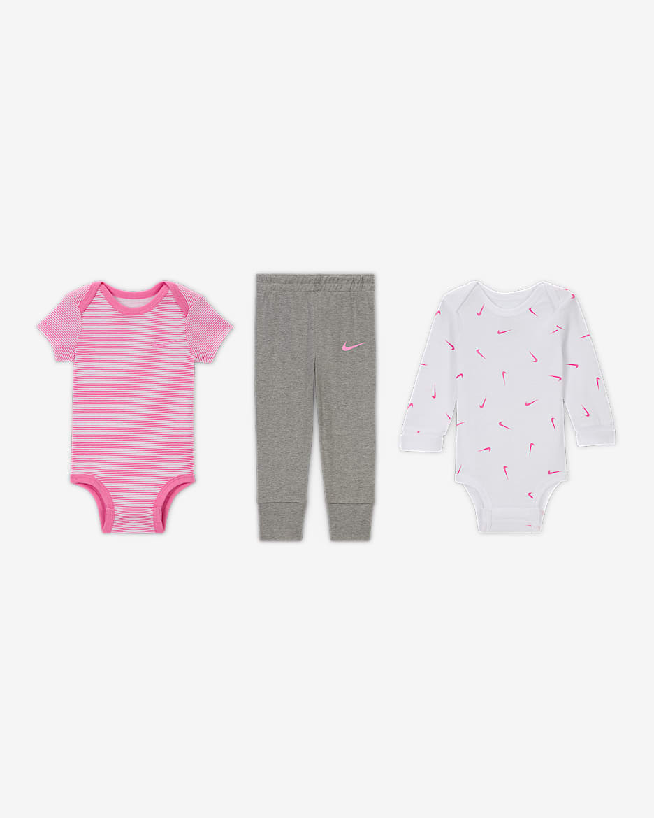Nike Baby Essentials Baby (0-9M) 3-Piece Bodysuits and Pants Set - White