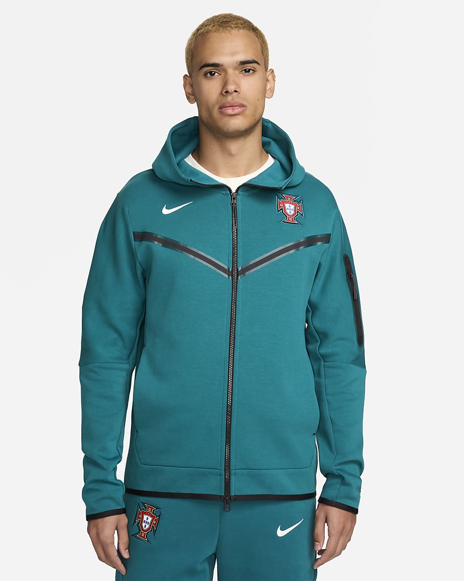 Sweat à capuche et zip Nike Football Portugal Tech Fleece Windrunner pour homme - Geode Teal/Sail