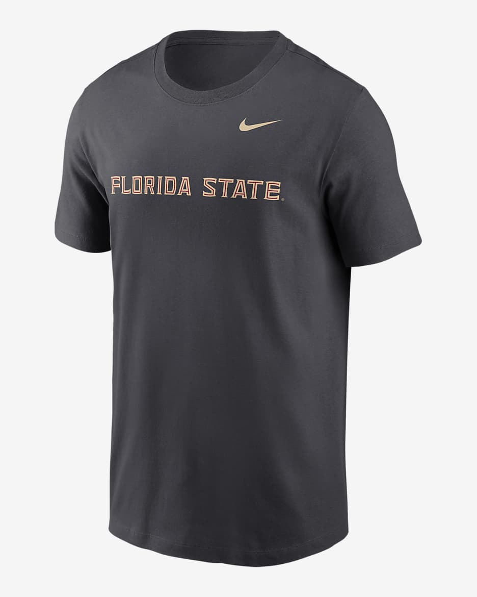 Playera universitaria Nike para hombre Florida State Seminoles Primetime Wordmark - Antracita