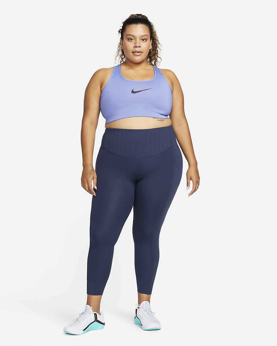 Nike One Luxe Icon Clash Women's Mid-Rise 7/8 Leggings (Plus Size) - Midnight Navy/Clear