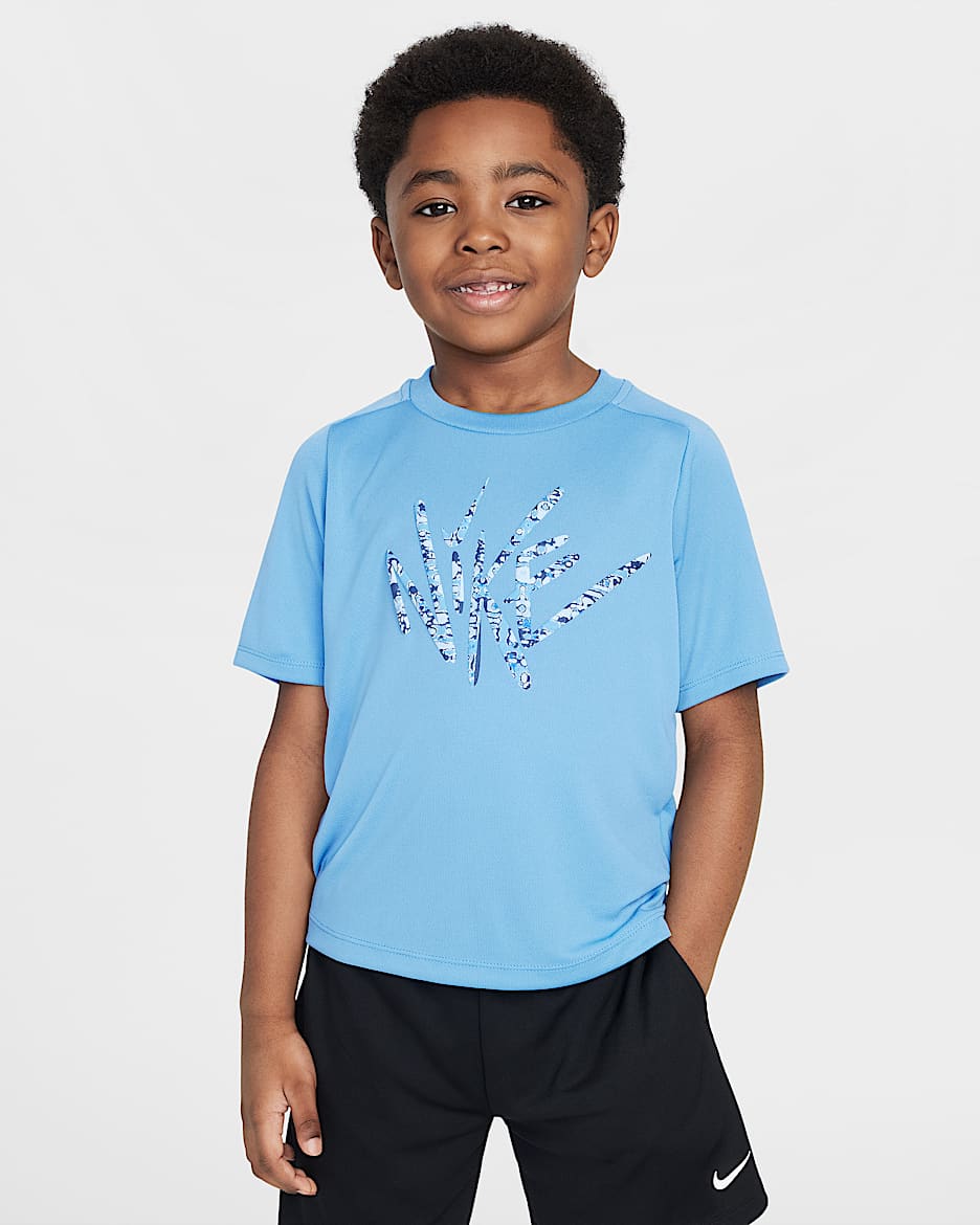 Playera de manga corta Bold Move para niños talla pequeña Nike Dri-FIT - Azul extremo