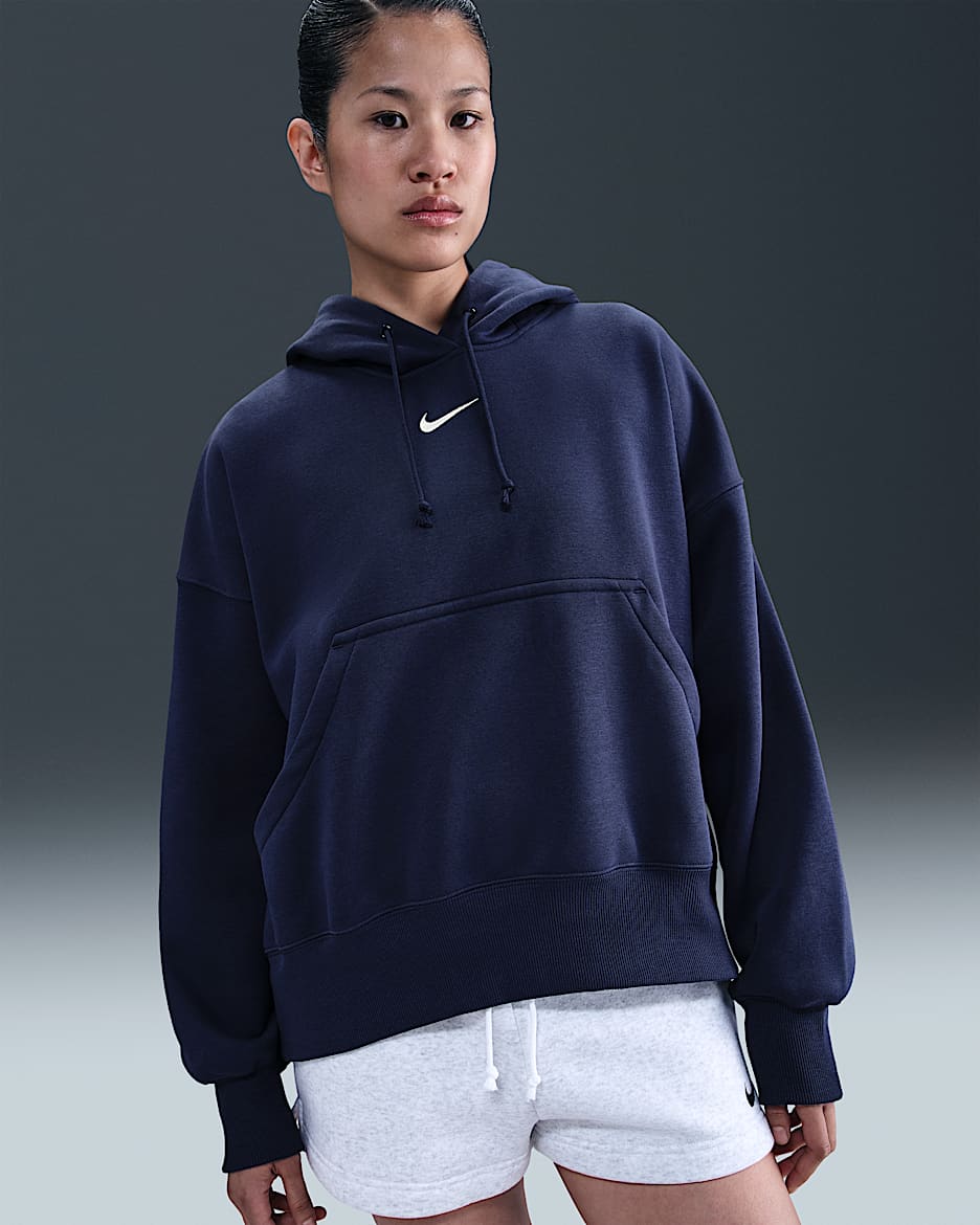 Nike Sportswear Phoenix Fleece Women's Over-Oversized Pullover Hoodie - Midnight Navy/Sail