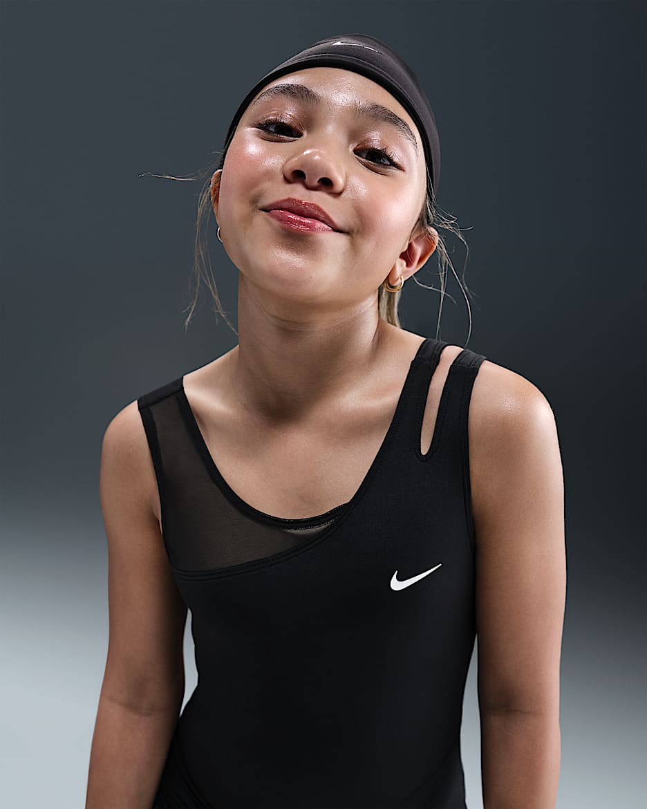 Nike Girls' Dri-FIT Leotard - Black/Black/White