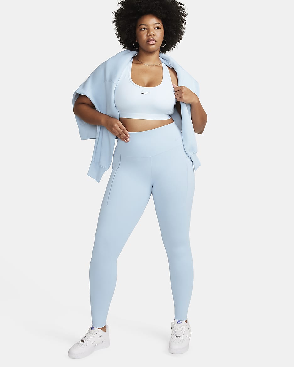 Nike Universa Women's Medium-Support High-Waisted Full-Length Leggings with Pockets - Light Armoury Blue/Black