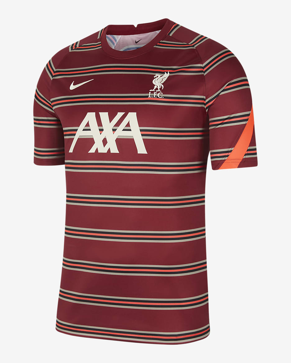 Liverpool F.C. Men's Pre-Match Short-Sleeve Football Top - Team Red/Bright Crimson/Fossil