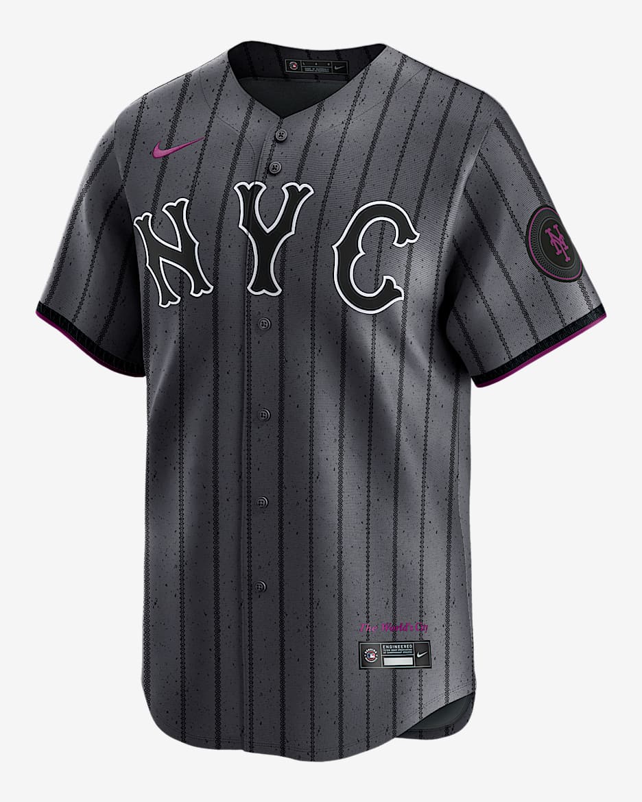 Jersey Nike Dri-FIT ADV de la MLB Limited para hombre Francisco Lindor New York Mets City Connect - Gris hierro