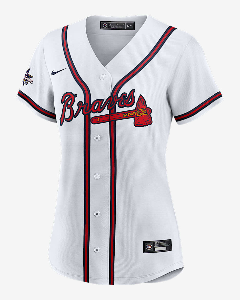 Jersey Nike de la MLB Replica para mujer Ronald Acuña Jr. Atlanta Braves 2025 All-Star Game - Blanco