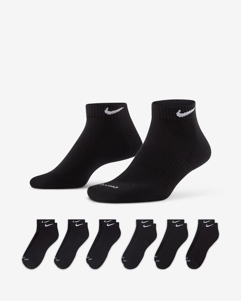 Nike Everyday Plus Cushioned Training Low Socks (6 Pairs) - Black/White