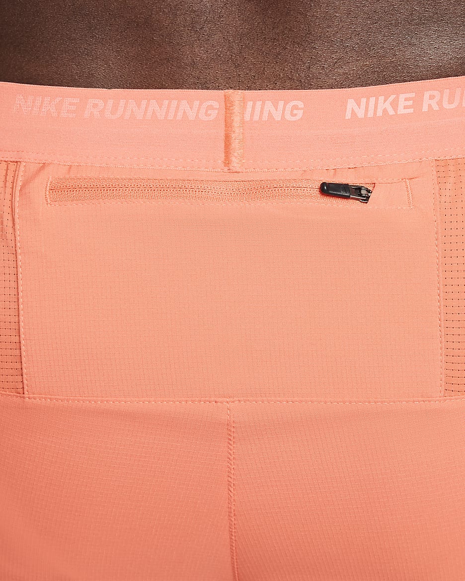 Nike Stride Men's Dri-FIT 13cm (approx.) Hybrid Running Shorts - Light Wild Mango/Vintage Coral/Black