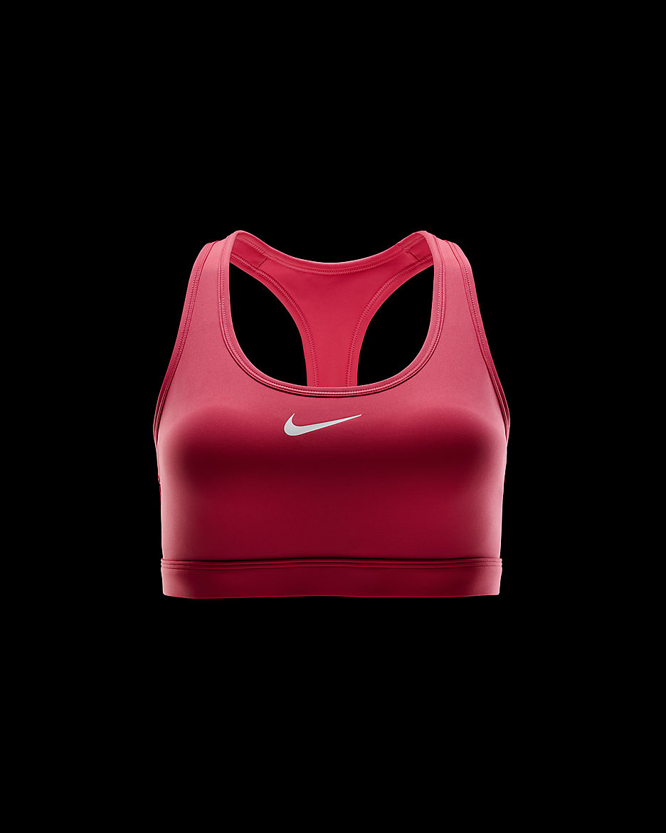 Bra deportivo con almohadillas para mujer Nike Swoosh Medium Support - Rosa margarita/Blanco