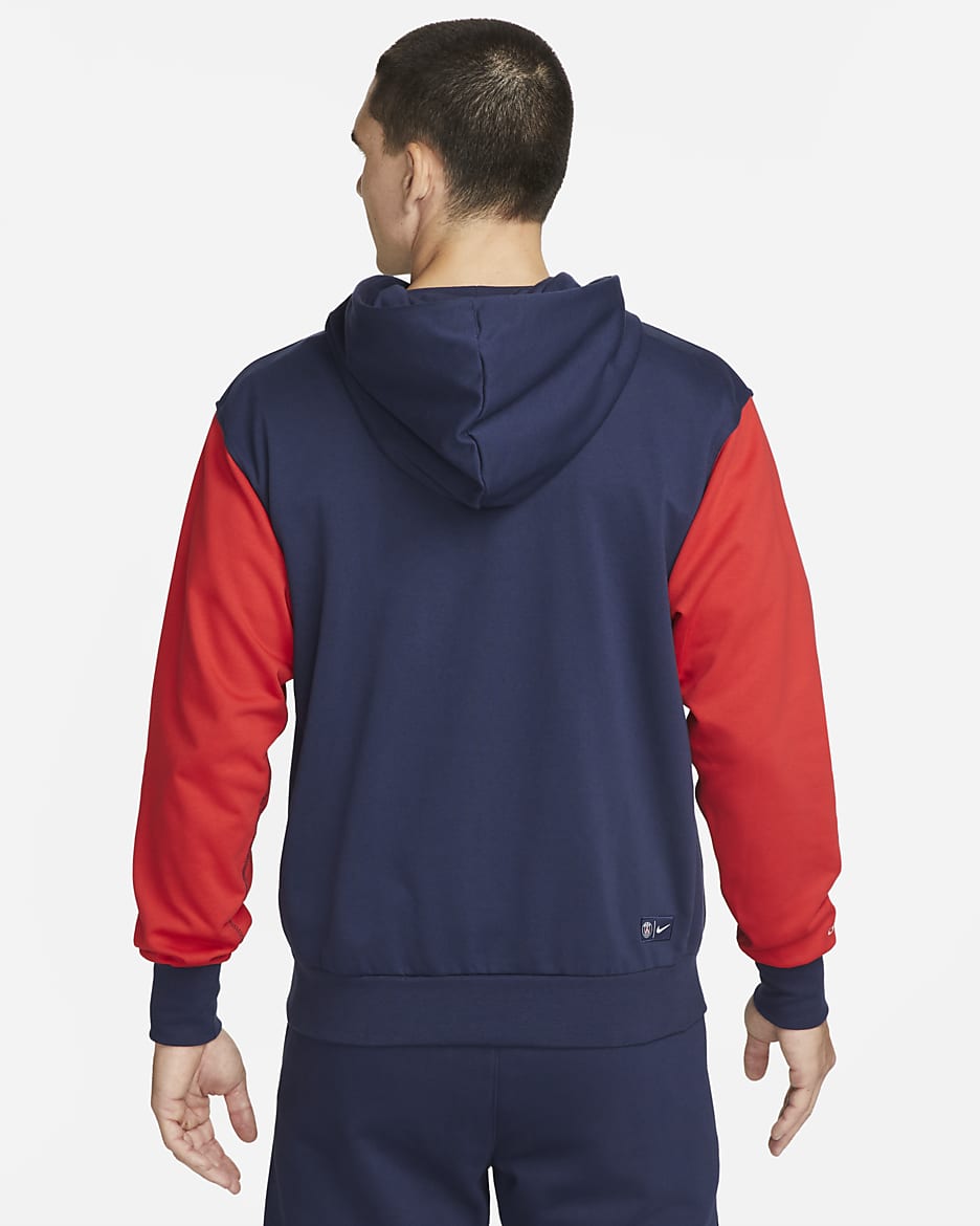 Paris Saint-Germain Standard Issue Men's Nike Soccer Pullover Hoodie - Midnight Navy/University Red/University Red