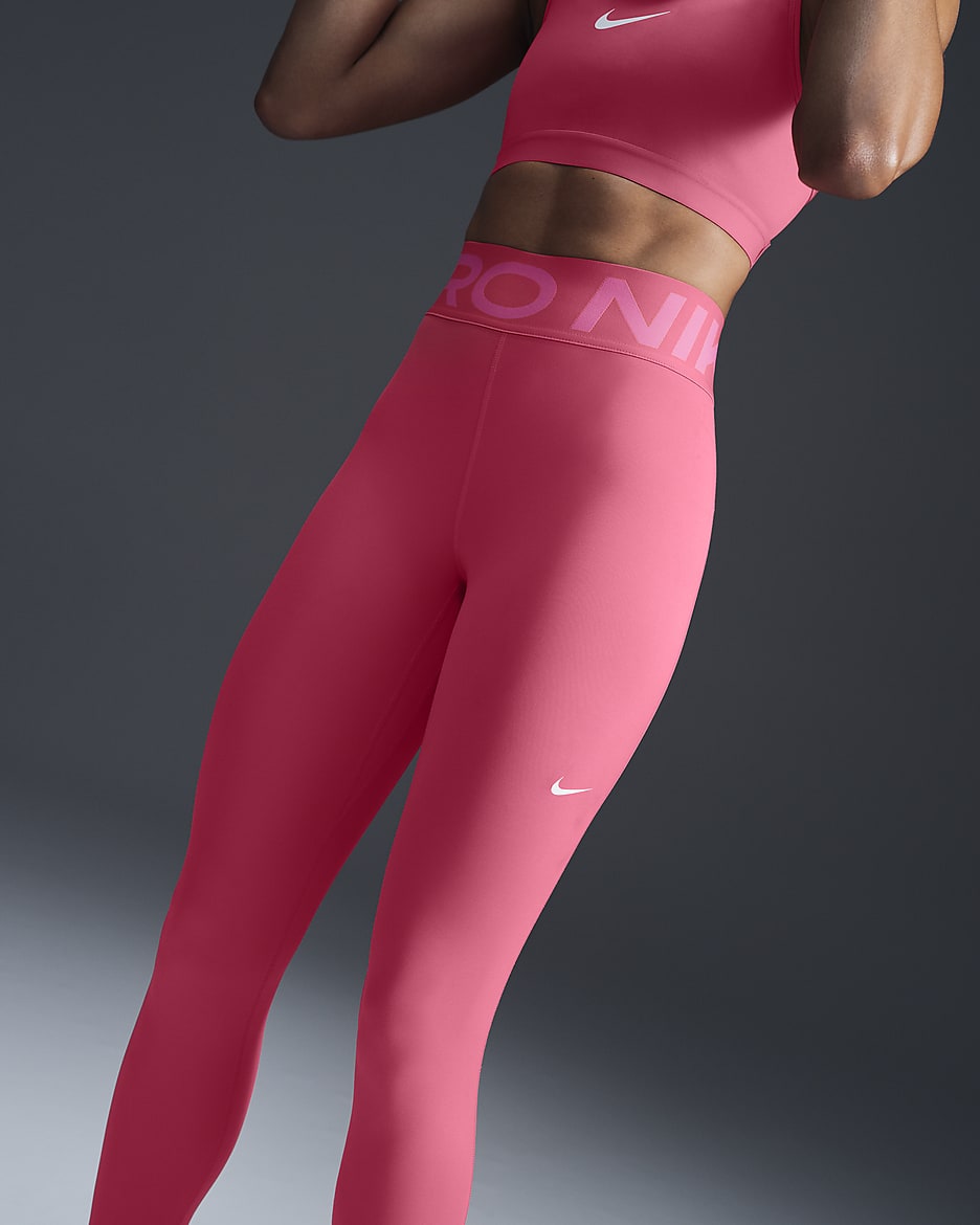 Højtaljede Nike Pro Sculpt-leggings i fuld længde til kvinder - Aster Pink/hvid