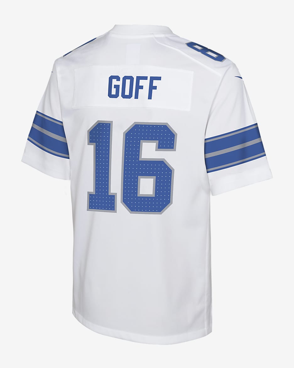 Jersey Nike de la NFL Game para niños talla grande Jared Goff Detroit Lions - Blanco