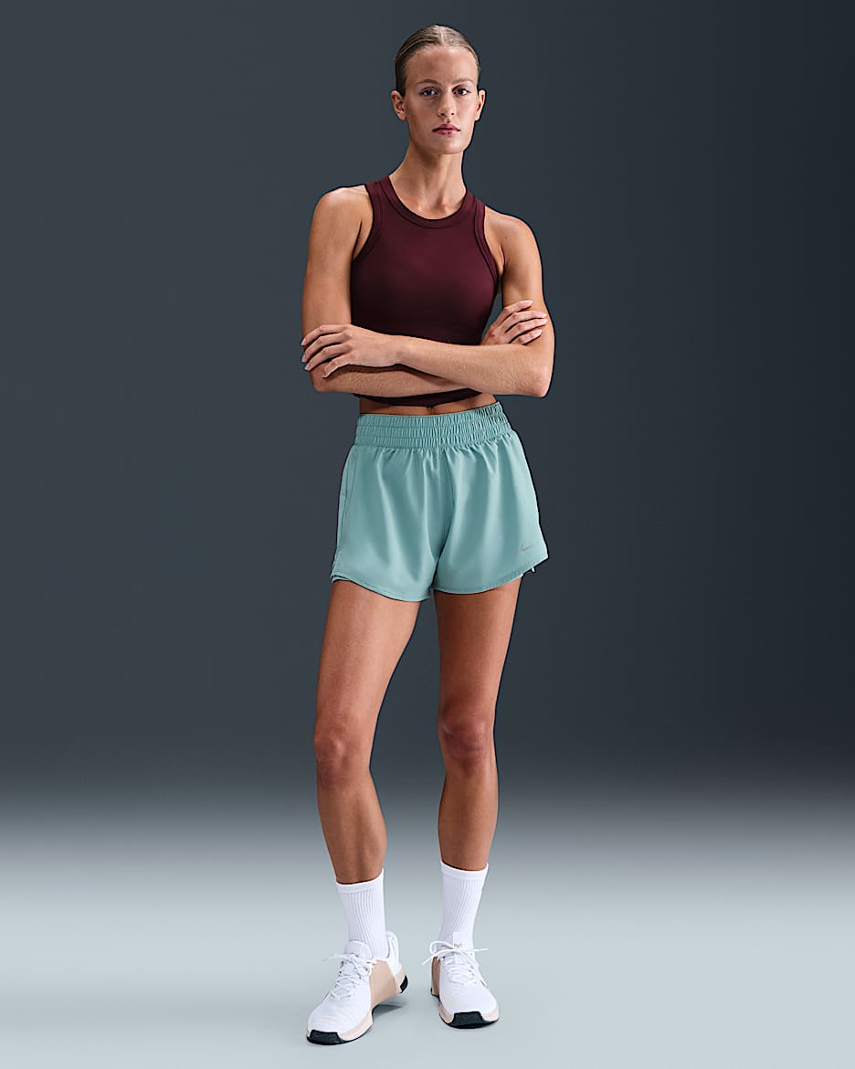 Nike One Women's Dri-FIT High-Waisted 8cm (approx.) 2-in-1 Shorts - Cannon/White