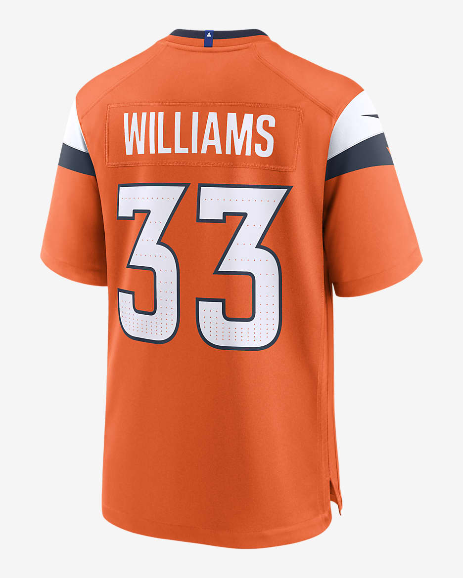 Jersey de fútbol americano Nike de la NFL Game para hombre Javonte Williams Denver Broncos - Naranja