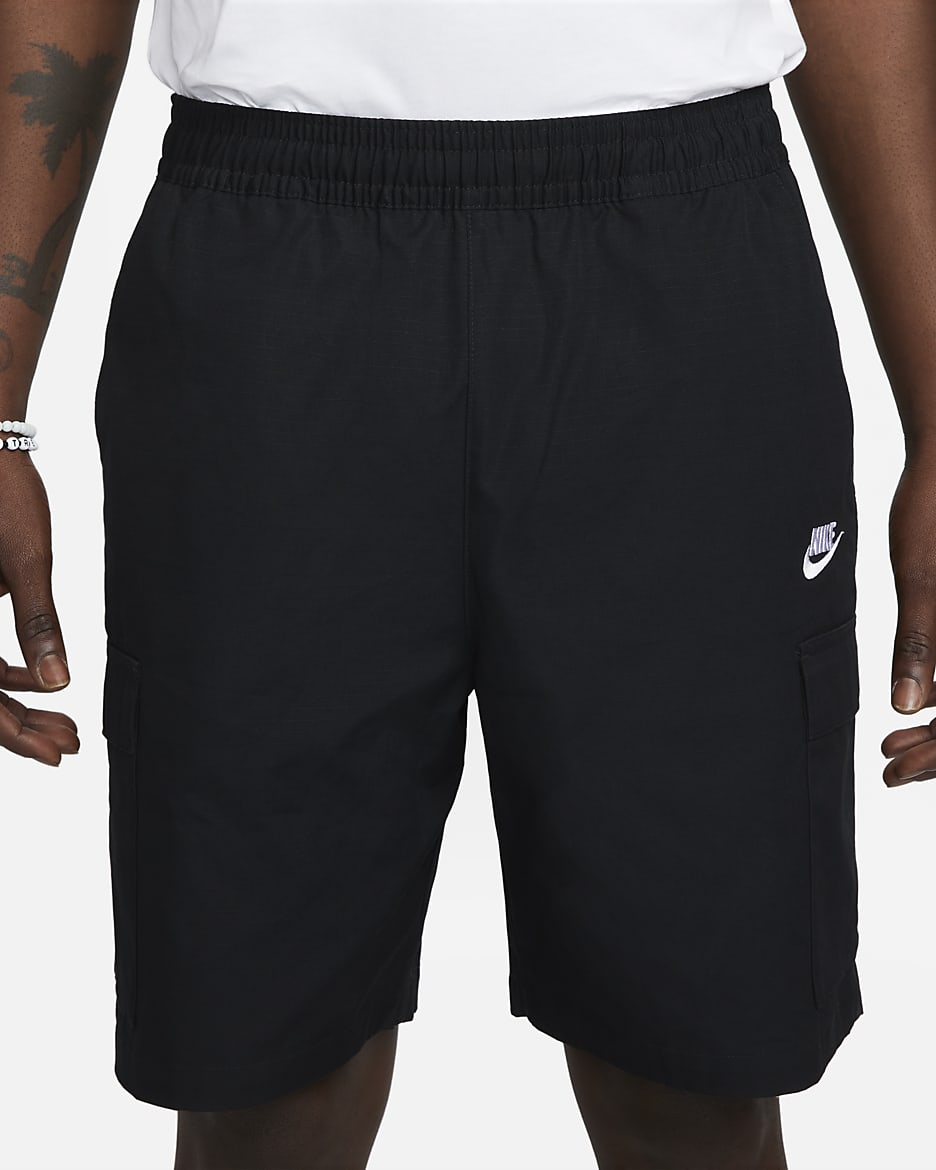 Short cargo tissé Nike Club pour homme - Noir/Blanc