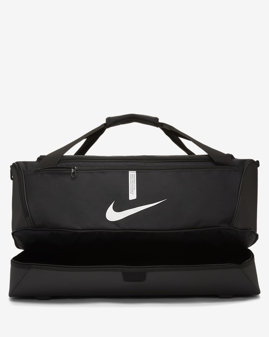 Sac de football rigide Nike Academy Team (grande taille, 59 L) - Noir/Noir/Blanc