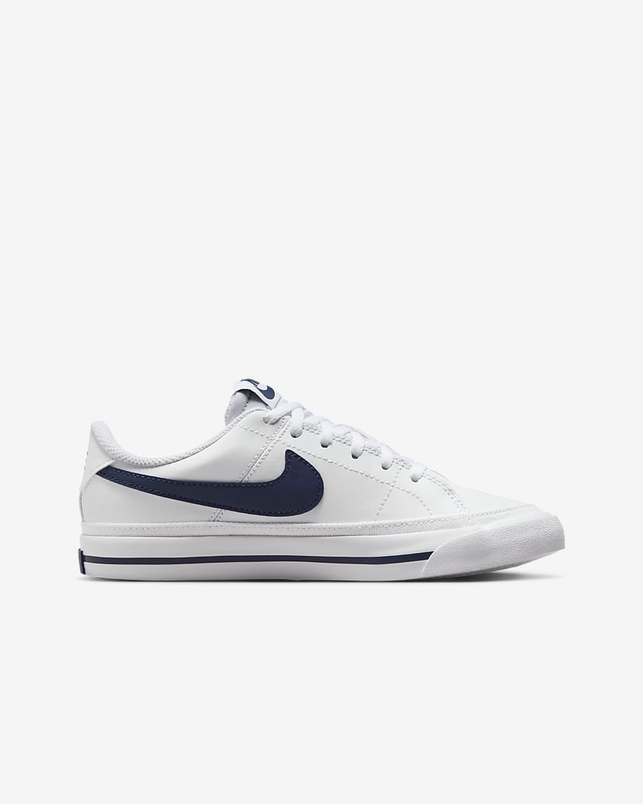 Nike Court Legacy 大童鞋款 - 白色/Midnight Navy