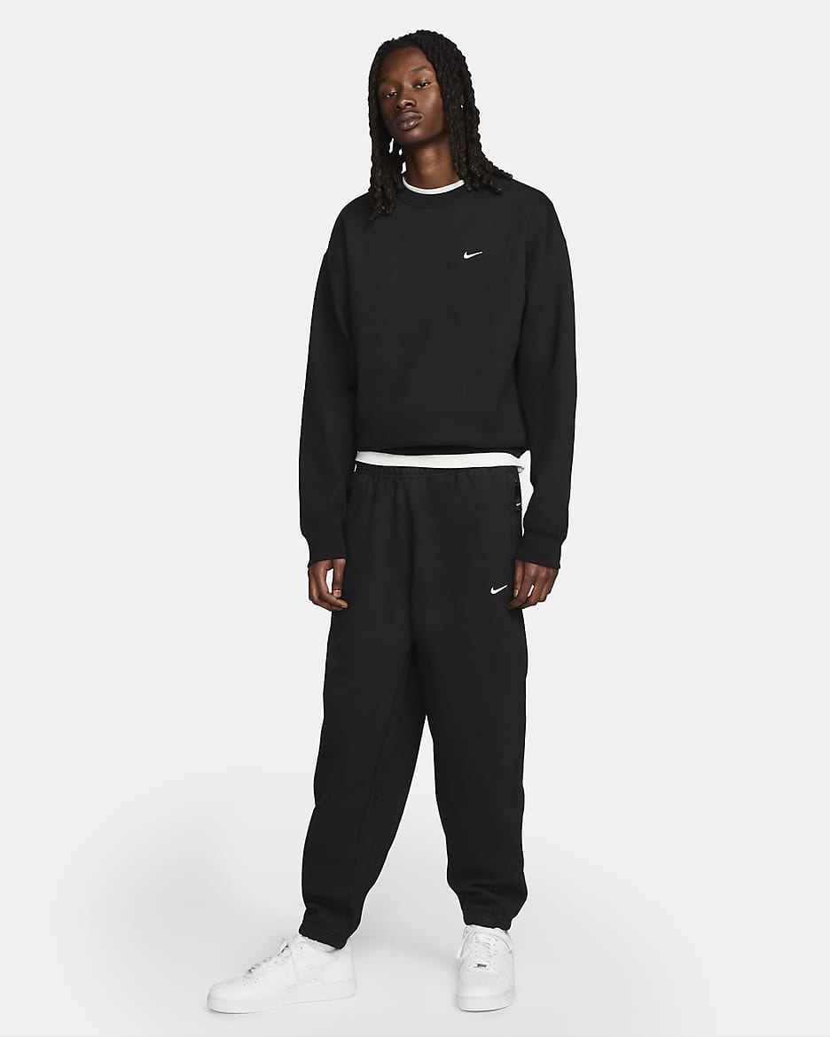 Pantalon en tissu Fleece Nike Solo Swoosh pour Homme - Noir/Blanc