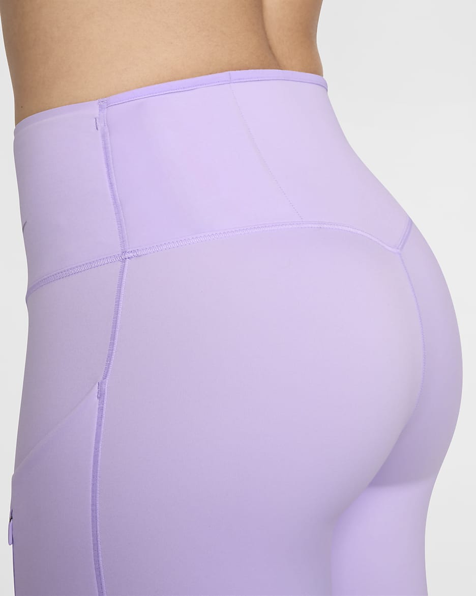 Nike Go Women's Firm-Support Mid-Rise Full-Length Leggings with Pockets - Lilac Bloom/Black