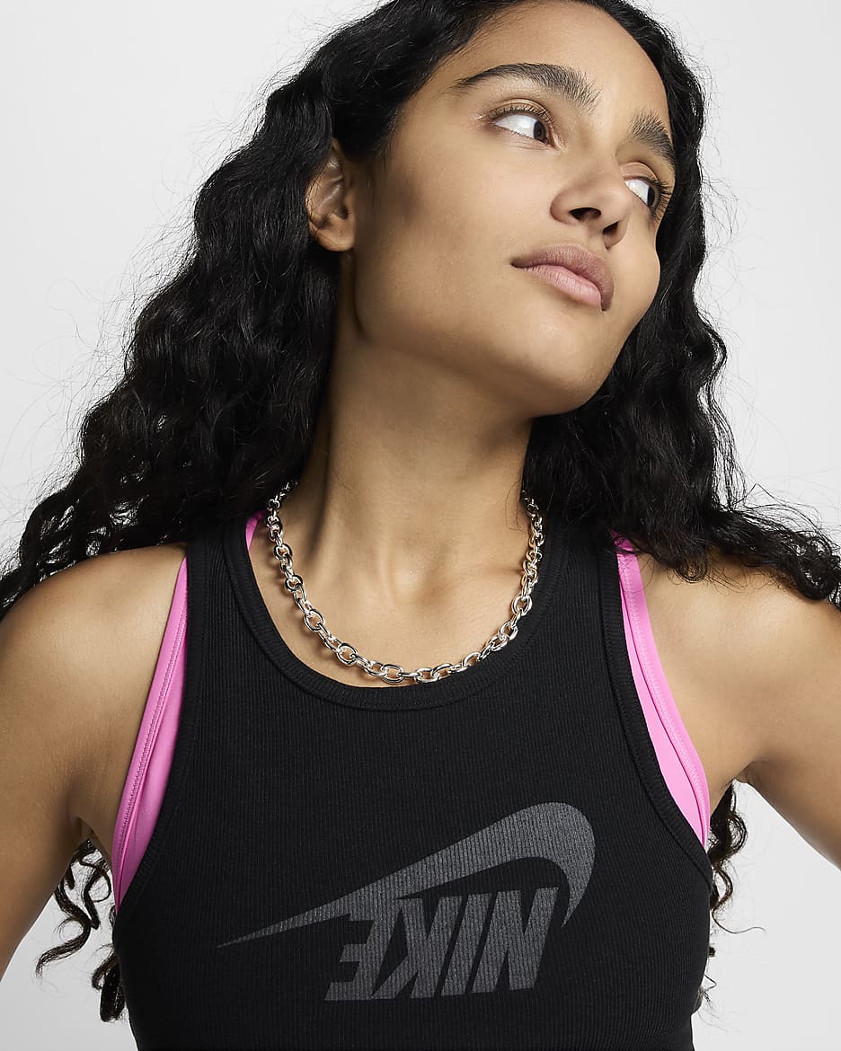 Nike Sportswear geribbelde tanktop voor dames - Zwart/Anthracite