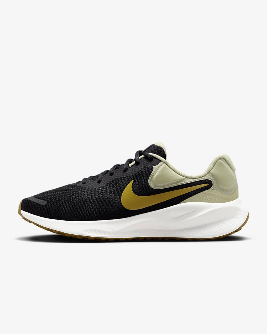 Tenis para correr en pavimento para hombre Nike Revolution 7 - Negro/Aura oliva/Blanco cumbre/Broncino