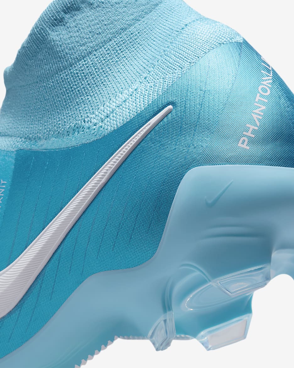 Nike Phantom Luna 2 Pro FG høy fotballsko - Blue Fury/Hvit