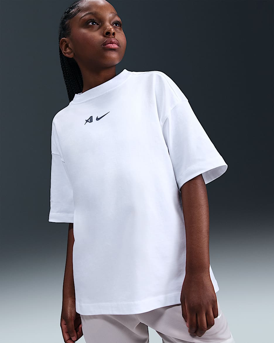 Playera oversized para niña talla grande A'ja Wilson - Blanco
