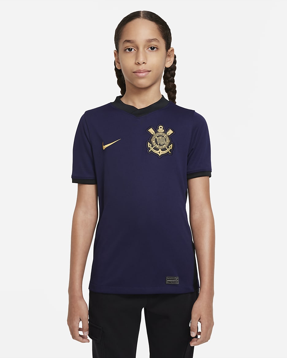 S.C. Jersey de fútbol Dri-FIT Nike - Niños talla grande Corinthians 2021/22 Stadium alternativa - Morado imperial/Negro/Oro genuino