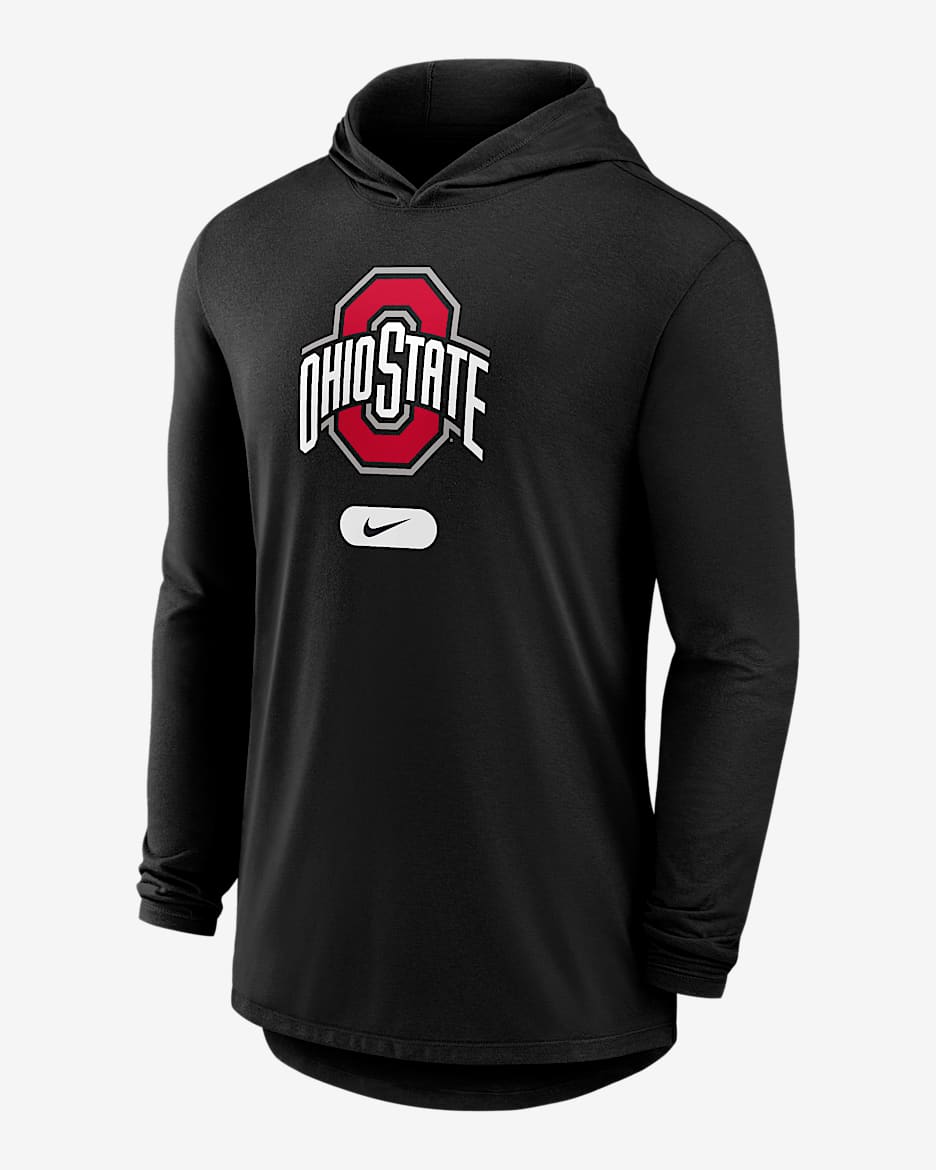 Ohio State Buckeyes Men's Nike Dri-FIT College Long-Sleeve Hooded T-Shirt - Black