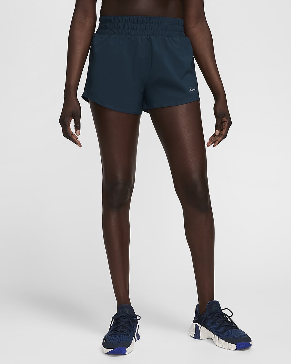Nike One Women's Dri-FIT Mid-Rise 3" Brief-Lined Shorts - Armory Navy