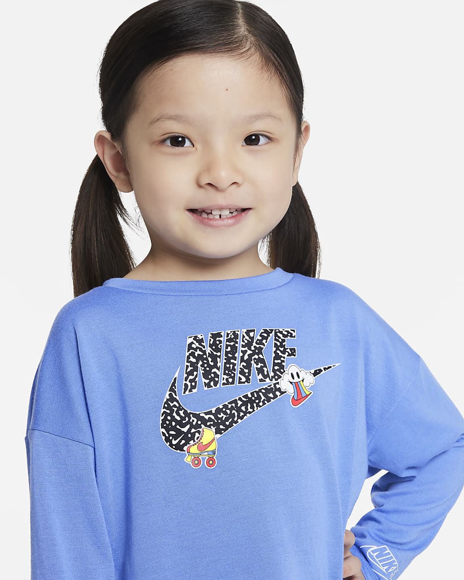 Nike Notebook Print Long Sleeve Knit Top Toddler Top - Polar