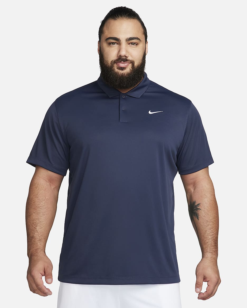 Polo de tennis NikeCourt Dri-FIT pour Homme - Obsidian/Blanc